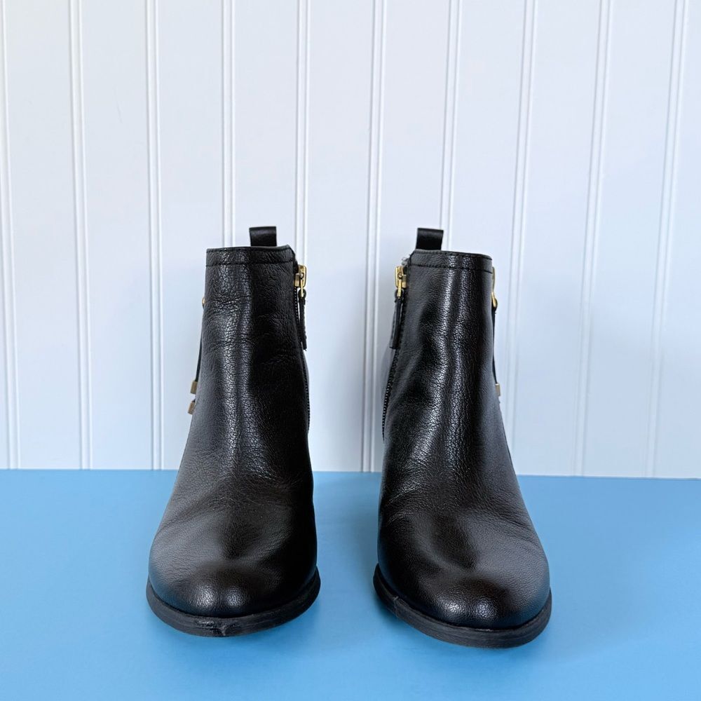 Franco Sarto Diana Dual Side Zip Leather Ankle Booties Size 7M - Picture 5 of 17